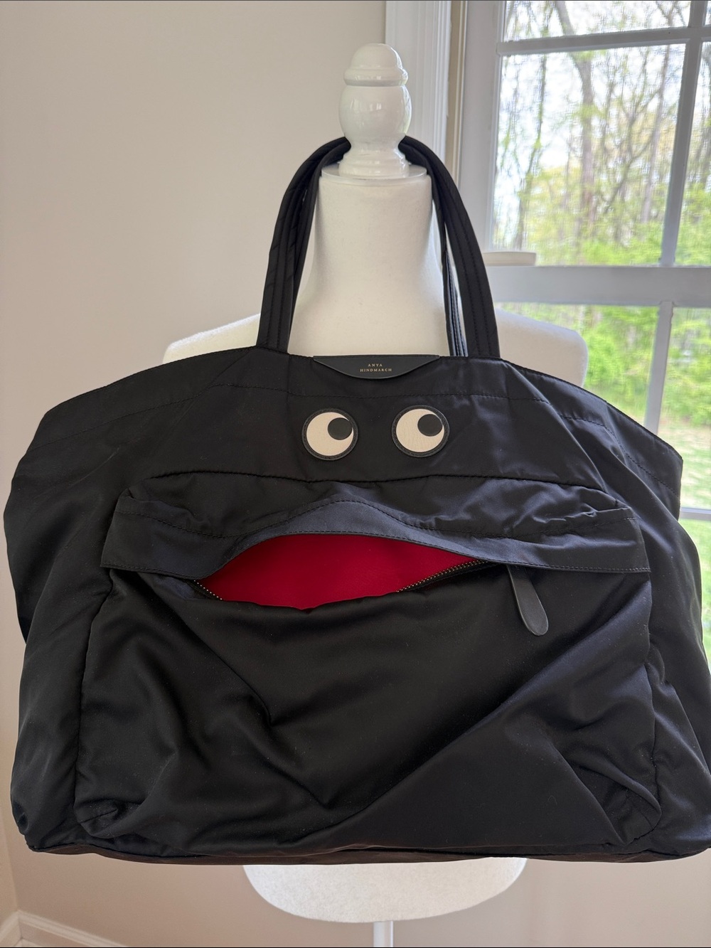 👀 ANYA HINDMARCH ‘EYES’ Large Zip Top Black Tote Bag 👀